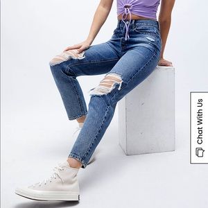 PacSun Eco Medium Blue Distressed Ultra High Waisted Slim Fit Jeans